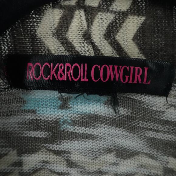 Aztec Print Cardigan Open Front Southwestern Boho Layering Festival Womens Small - Picture 7 of 9